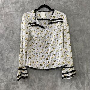 Anna Sui White and Yellow Floral Blouse